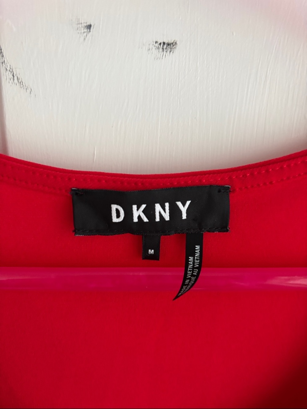 DKNY Red Sleeveless Pleat-Front Tank with Button Detail - Picture 2 of 5
